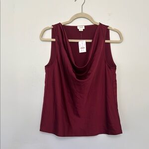 J. Crew Red Draped Sleeveless Tank Top